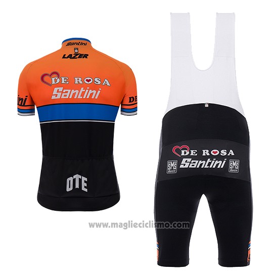 2017 Abbigliamento Ciclismo De Rosa Santini Nero e Arancione Manica Corta e Salopette